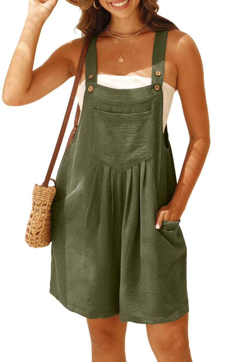 GRECERELLE Jumpsuits For Women Summer Short Overalls Casual Adjustable Loose Rompers For Mom with Pockets 2026 - Image 2