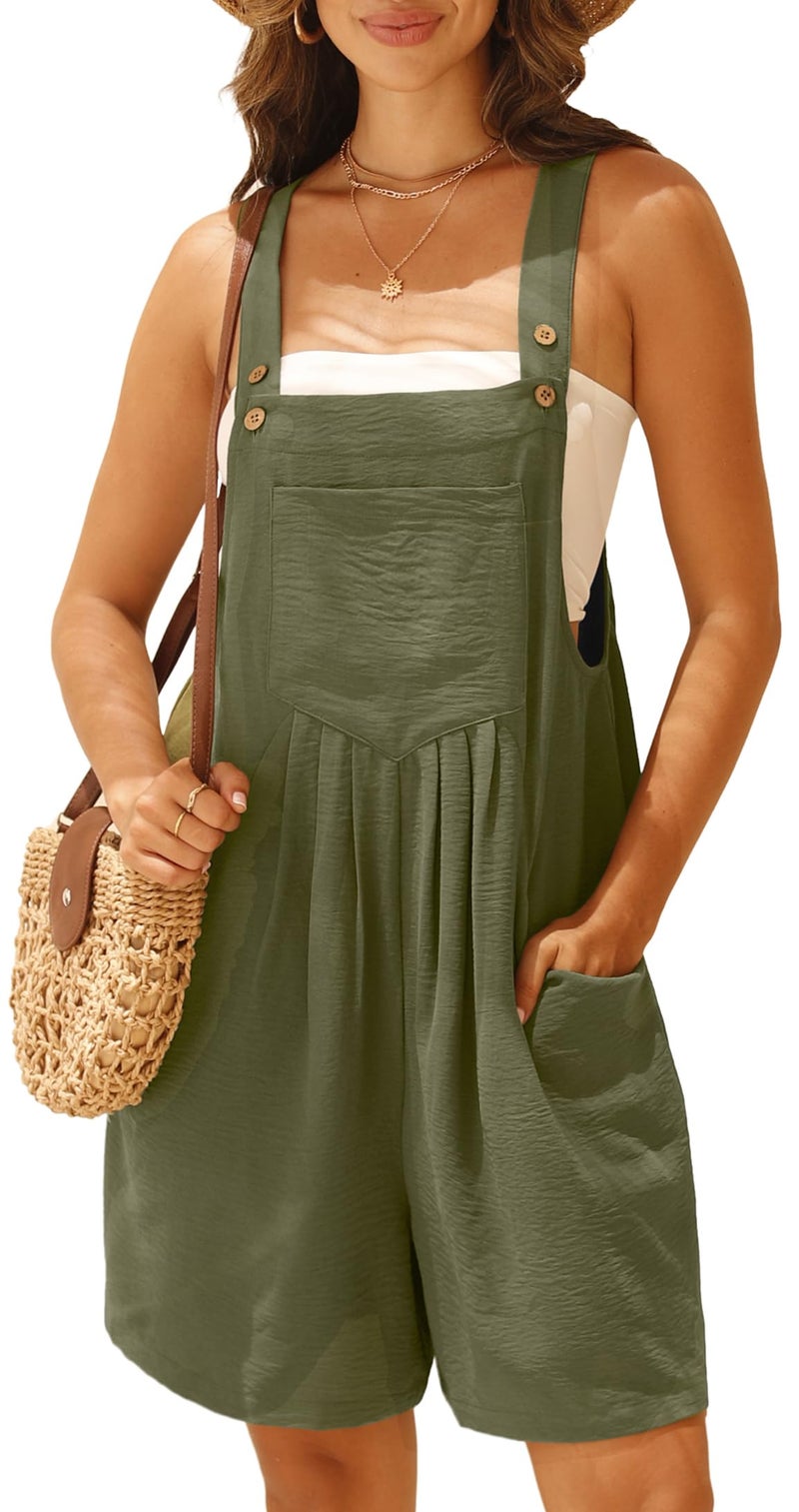 GRECERELLE Jumpsuits For Women Summer Short Overalls Casual Adjustable Loose Rompers For Mom with Pockets 2026 - Image 1