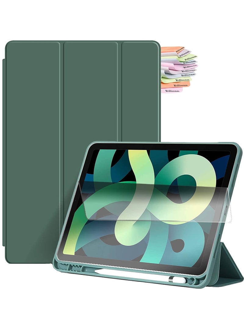 ELTRAZONE Case for New iPad Air 5th Generation (2022)/iPad Air 4th Generation (2020) 10.9 Inch, with Screen Protector and Auto Wake/Sleep Cover, Dark Green - Image 1