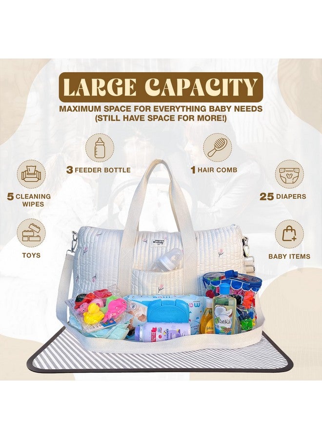 Baby Diaper Bag Tote 18 x 10.2-inch Large Organizer - Purse Diaper Bag for Women with Floral Design - Diaper Tote Bag with Multiple Pockets for Travel, Gym, Groceries, Laptop & Other Essentials  - Image 4