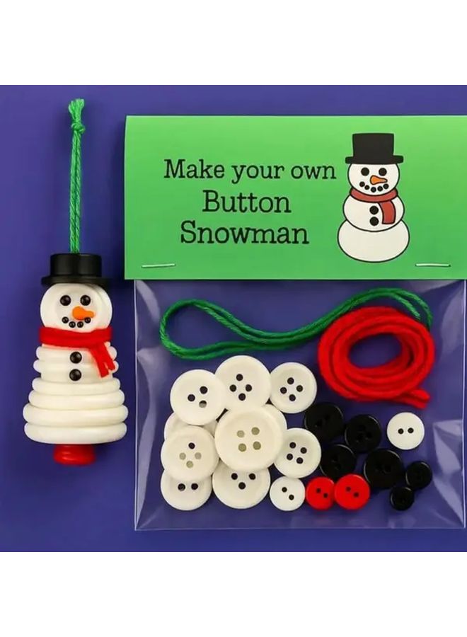 Christmas Button Craft Kit Snowman Santa Ornament Making Set Color A No Glue Easy Assembly - Image 4