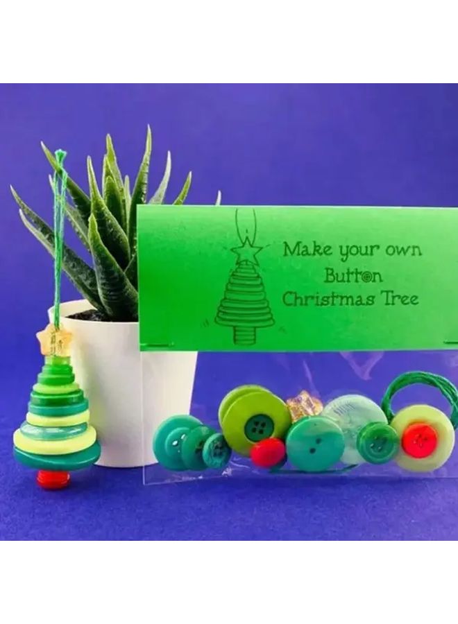 Christmas Button Craft Kit Snowman Santa Ornament Making Set Color A No Glue Easy Assembly - Image 1