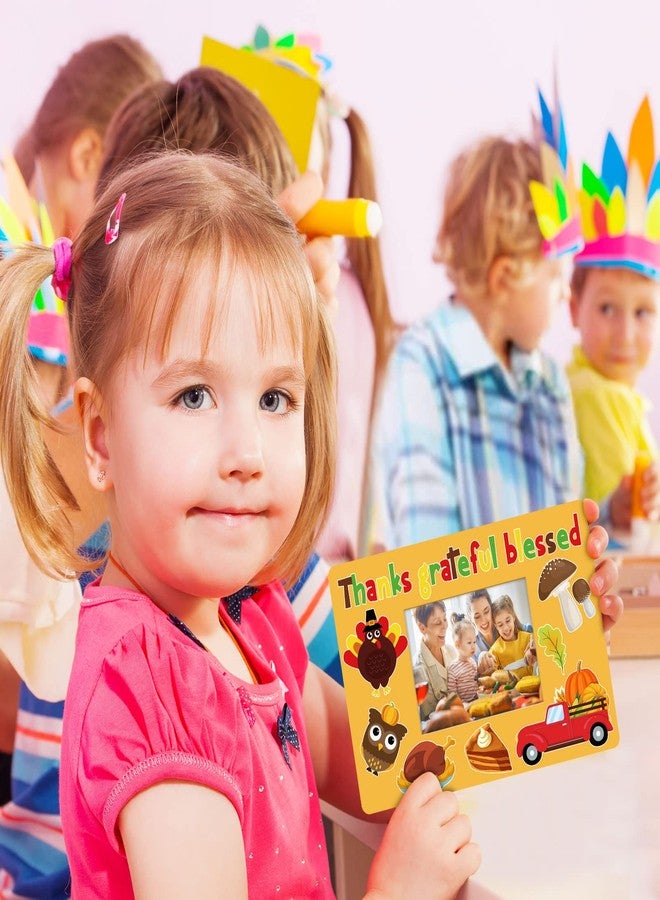Tegeme 48 Pcs Autumn Thanksgiving Picture Frame Craft for Kids Fall Maple DIY Craft Picture Frame Pumpkin Turkey Sunflower Stickers for Thanksgiving Party Favors Harvest Kids Classroom Activities(24 Set) - Image 4