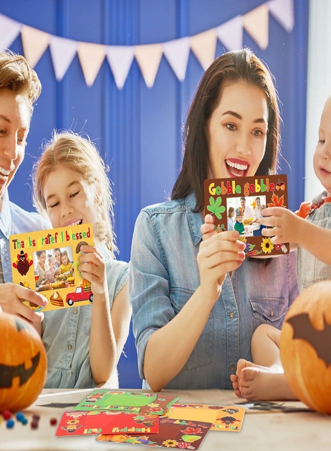 Tegeme 48 Pcs Autumn Thanksgiving Picture Frame Craft for Kids Fall Maple DIY Craft Picture Frame Pumpkin Turkey Sunflower Stickers for Thanksgiving Party Favors Harvest Kids Classroom Activities(24 Set) - Image 5