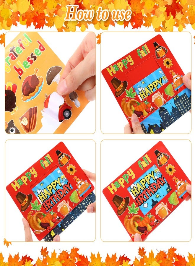 Tegeme 48 Pcs Autumn Thanksgiving Picture Frame Craft for Kids Fall Maple DIY Craft Picture Frame Pumpkin Turkey Sunflower Stickers for Thanksgiving Party Favors Harvest Kids Classroom Activities(24 Set) - Image 3