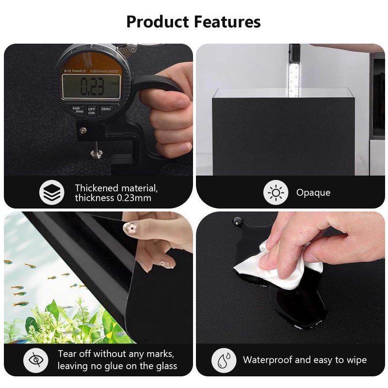 Hygger CO2 Aquarium Background Paper Decor Fish Tank Backdrop Wallpaper Electrostatic Adhesive, No Glue, Easy to Install, Reusable (23.6â€œHÃ—78.7â€L, Black) - Image 3