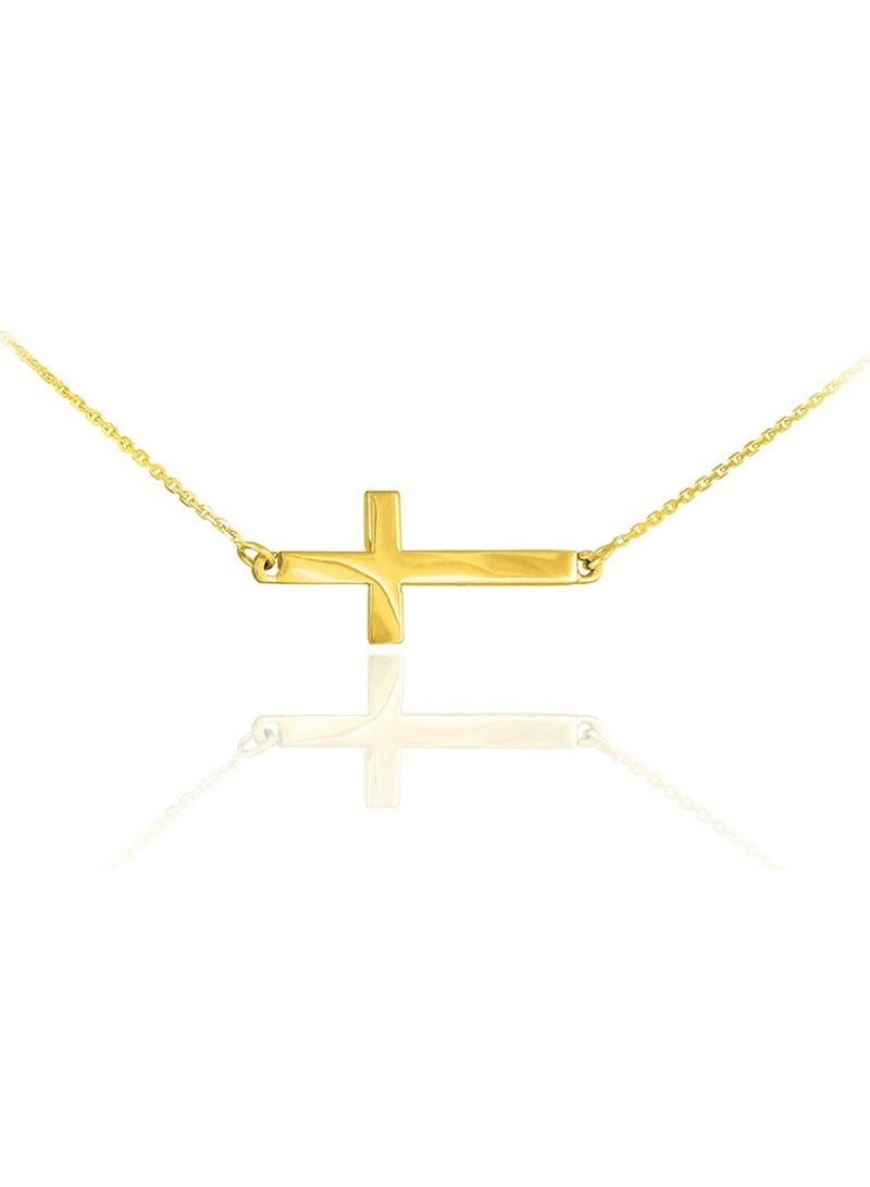 Julia Store 18K Gold Plated Stainless Steel Dainty Cross Pendant Necklaces for Women Cute Faith Cross Necklace Sideways Cross Necklace Minimal Everyday Jewelry Gift By Julia Store  - Image 1