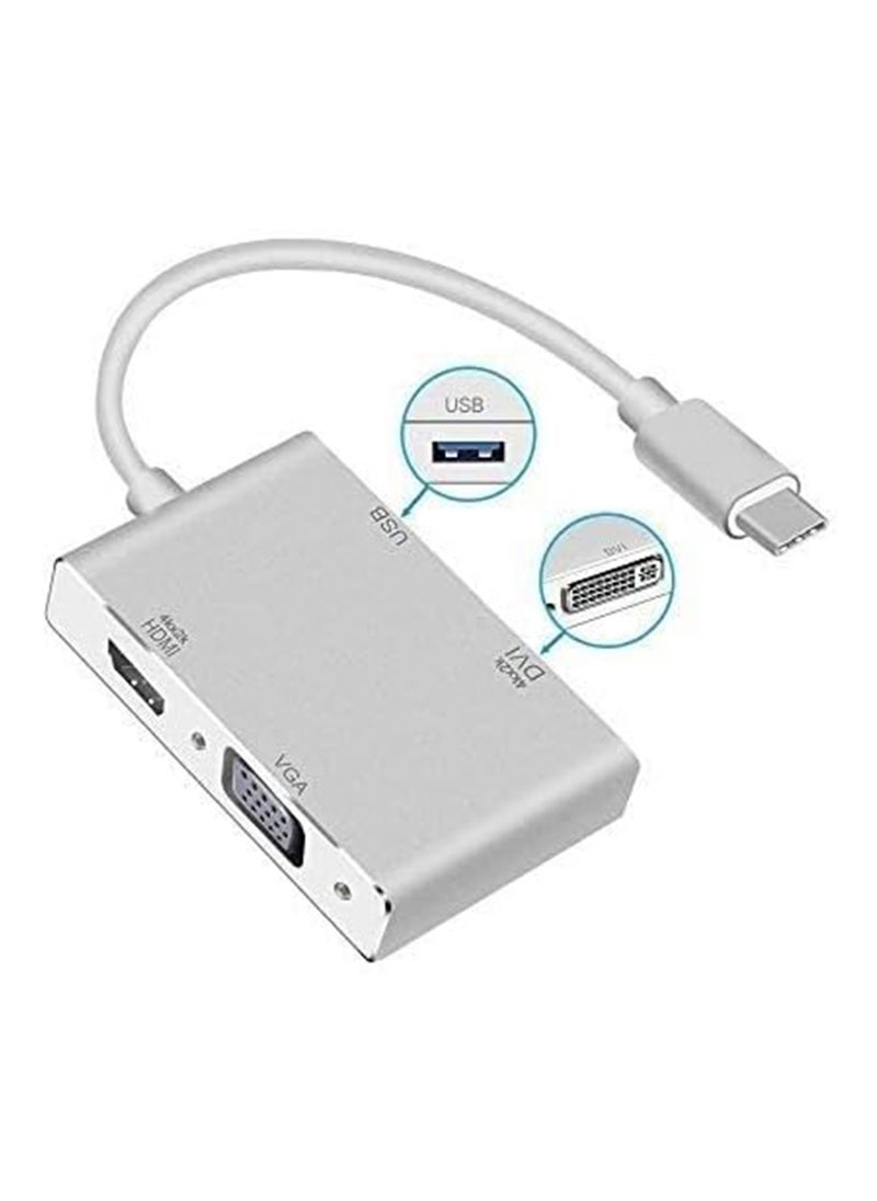 SYOSI - USB C to HDMI/DVI/VGA/USB 3.0 Adapter, USB 3.1 Type-C Hub to HDMI DVI 4K VGA USB Adaptor Converter (Thunderbolt 3 Compatible), Multi Monitors Adapter for MacBook/Pro, MacBook Air Monitors Projector - Image 1