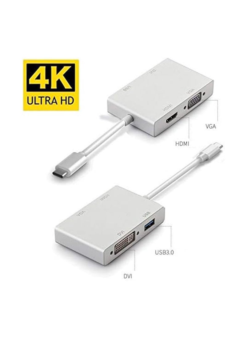 SYOSI - USB C to HDMI/DVI/VGA/USB 3.0 Adapter, USB 3.1 Type-C Hub to HDMI DVI 4K VGA USB Adaptor Converter (Thunderbolt 3 Compatible), Multi Monitors Adapter for MacBook/Pro, MacBook Air Monitors Projector - Image 1