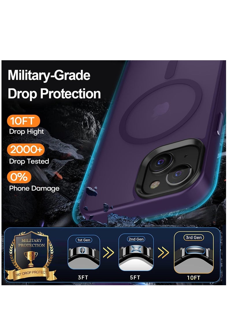 Denx Magnetic Case for iPhone 13-14 6.1-Inch Compatible with MagSafe, Translucent Matte Back Slim Shockproof Phone Cover (purple)  - Image 3