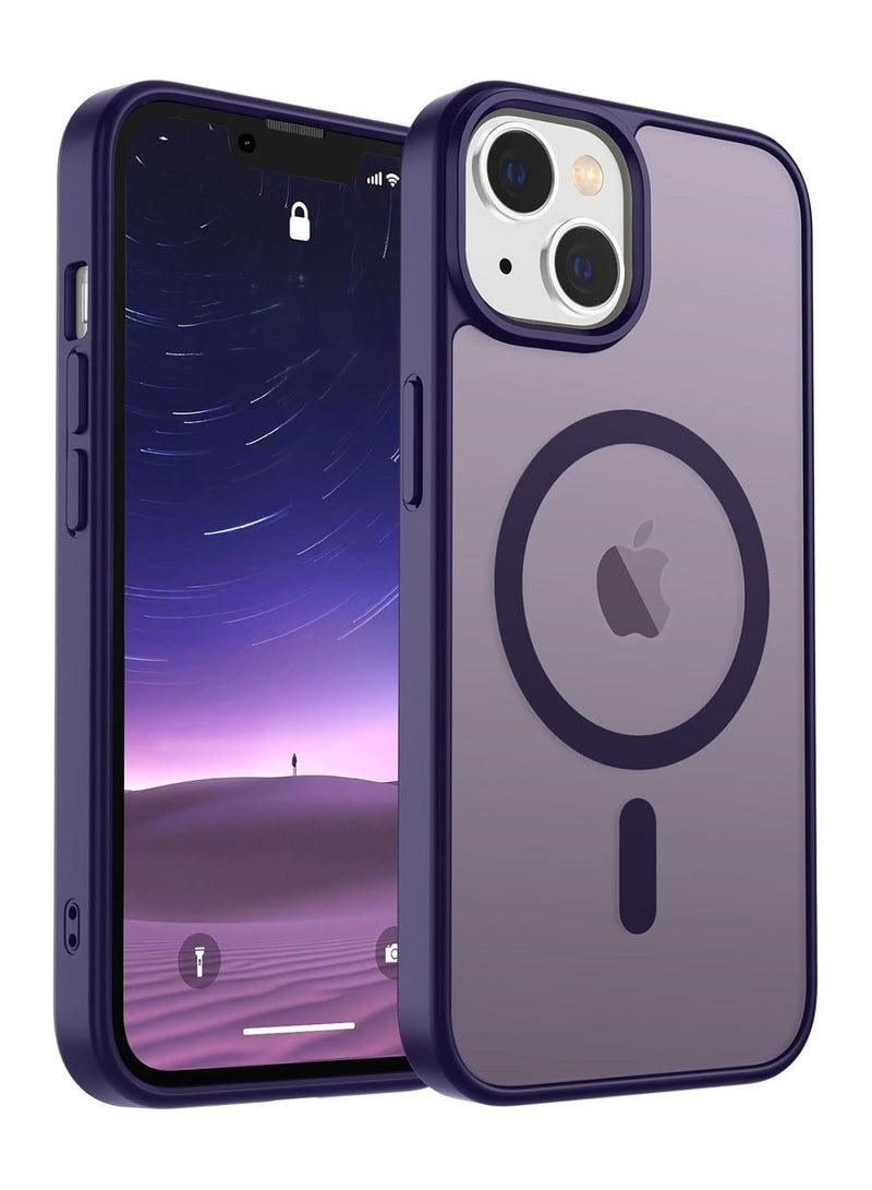 ACLIX Magnetic Case for iPhone 13-14 6.1-Inch Compatible with MagSafe, Translucent Matte Back Slim Shockproof Phone Cover | Deep Purple - Image 1