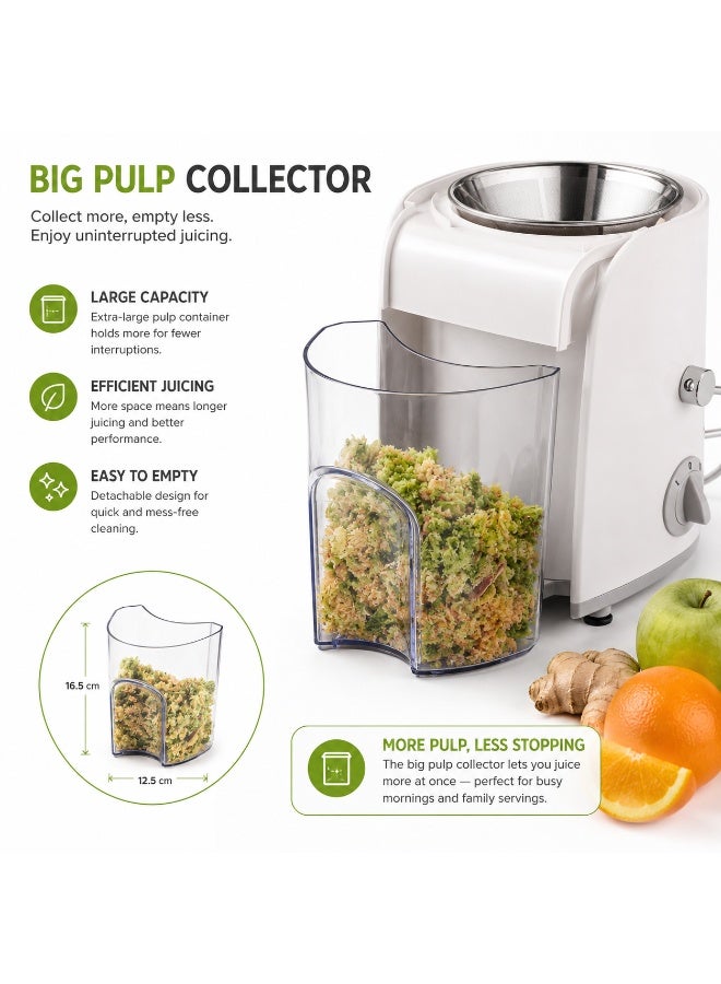 KENWOOD Juicer 800W Juice Extractor with 75mm Wide Feed Tube, 2 Speed, Transparent Juice Jug, Pulp Container, Anti Drip for Home, Office, Restaurant & Cafeteria JEP02.A0WH White 0.15 L 800 W JEP02.A0WH White - Image 5
