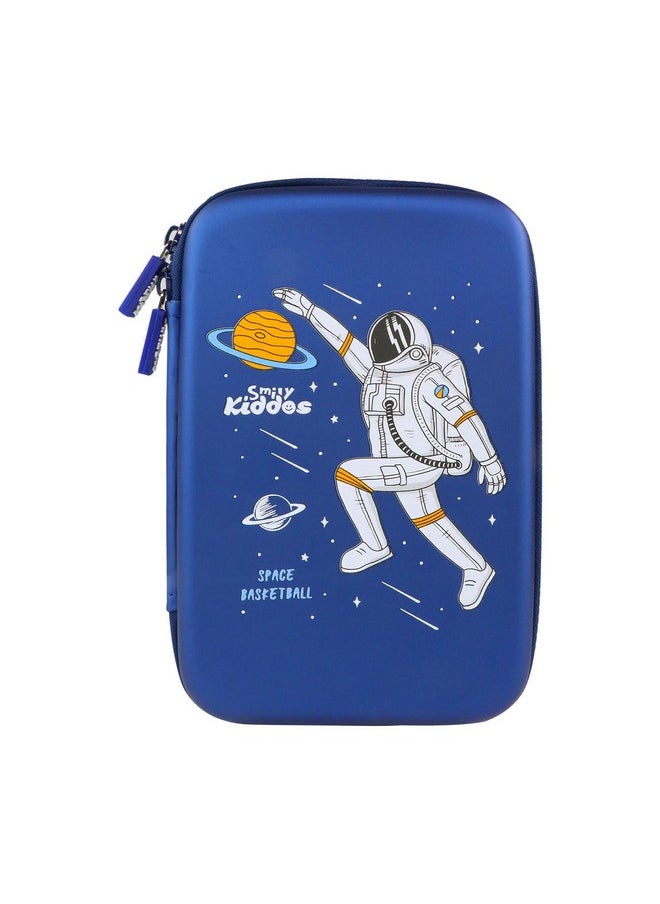 SMILY KIDDOS Smily Kiddos Single Compartment Pencil Case Stylish Cute Large Capacity Hardtop EVA Pencil Case Organizer School Kids Pouch Multi Purpose Cartoon/Boy/Girl/Baby| Space Basket Ball | Blue  - Image 1