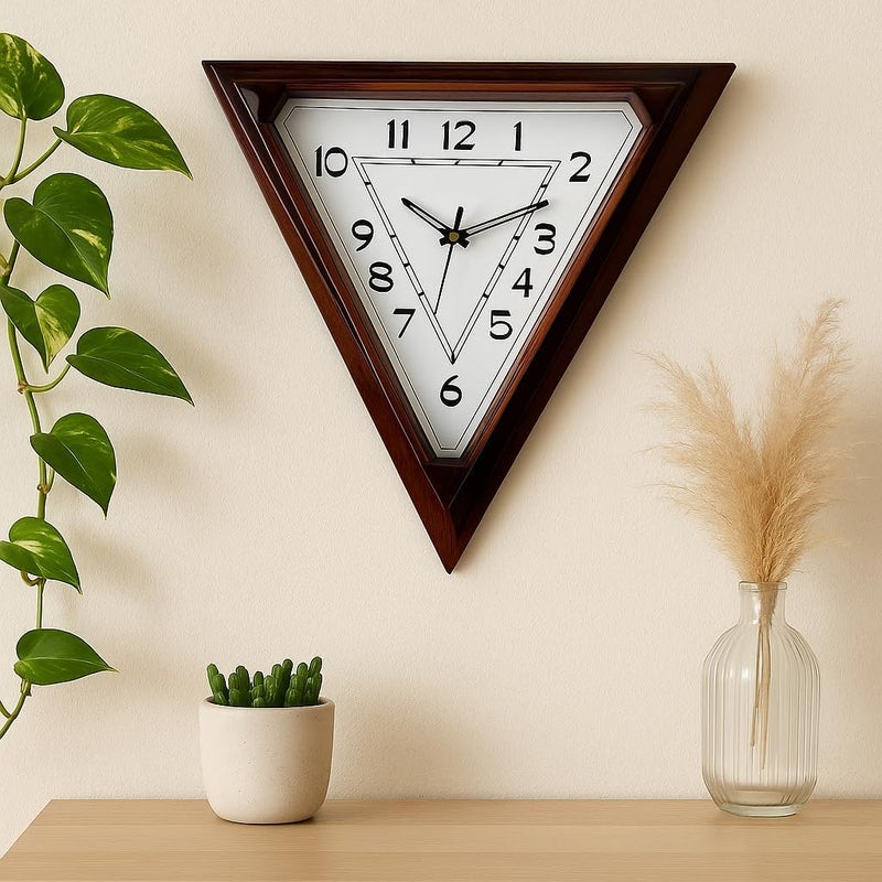 FITTO Triangle Shaped Wall Clock - Modern Geometric Design, Silent Movement, Easy to Read, Minimalist Decor for Home and Office - Image 2