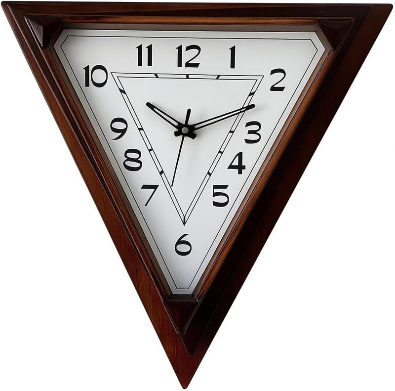 FITTO Triangle Shaped Wall Clock - Modern Geometric Design, Silent Movement, Easy to Read, Minimalist Decor for Home and Office - Image 1