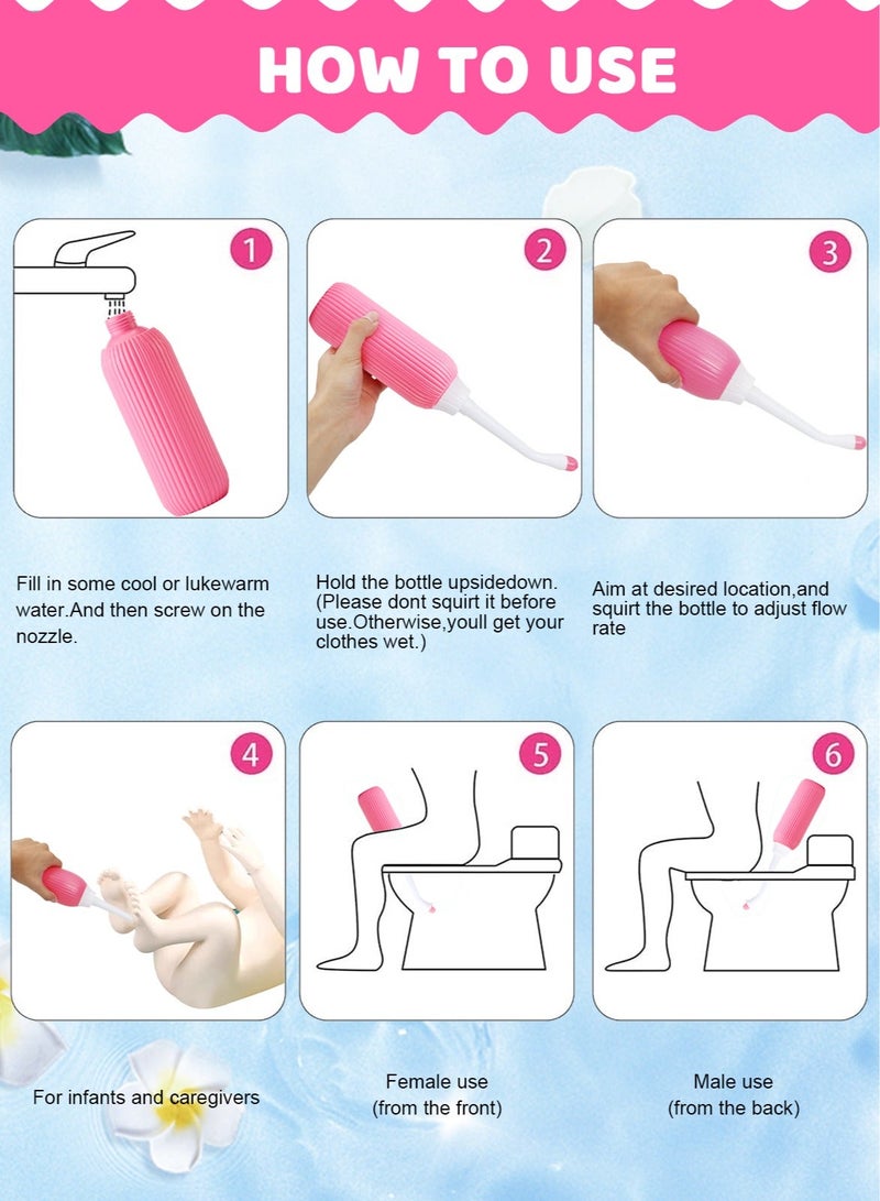 HomarKet 2 Pack Portable Travel Bidet Handheld Shattaf Bidet for Toilet Handheld Postpartum Perineal Cleansing Childbirth Cleaner - for Outdoor,Camping,Travling,Personal Hygiene, with Travel Bag,500ml - Image 4