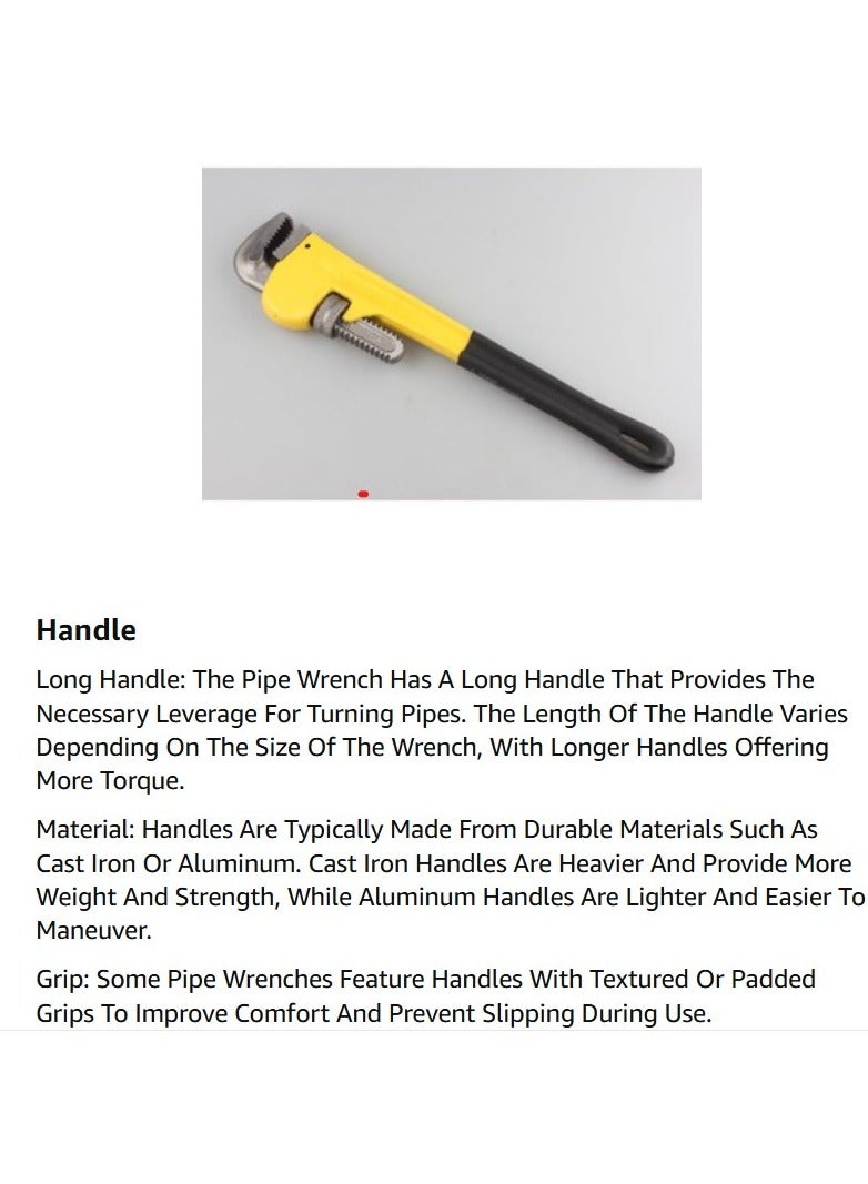 ABBASALI Heavy Duty Pipe Wrench, Adjustable Professional Carbon Steel Plumbing Wrench for Plumbing - Image 4
