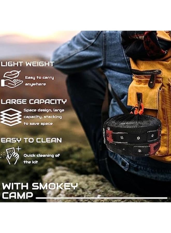 Set of Camping Cookware for Backpack Cookware Pot and Pans Set, Survival Cooking Kit for Hiking Cooking Gear Outdoor Cooking and Picnic, Hiking, - Image 4