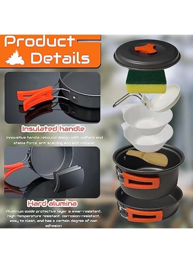 Set of Camping Cookware for Backpack Cookware Pot and Pans Set, Survival Cooking Kit for Hiking Cooking Gear Outdoor Cooking and Picnic, Hiking, - Image 3