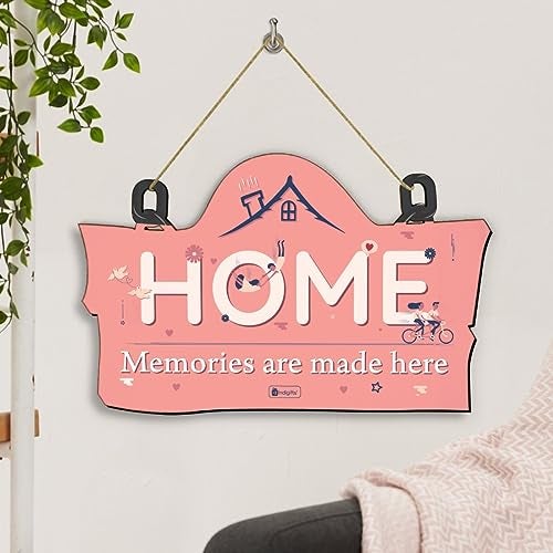 Indigifts Valentine Gift for Girlfriend Boyfriend Couple Home - Memories are Made here Wooden Door Wall Hanging 11.05x7 Inch - Gift for Boyfriend, Gift for Girlfriend, Gift for Lover, Valentine Gifts - Image 3