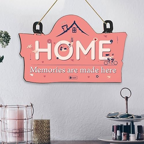 Indigifts Valentine Gift for Girlfriend Boyfriend Couple Home - Memories are Made here Wooden Door Wall Hanging 11.05x7 Inch - Gift for Boyfriend, Gift for Girlfriend, Gift for Lover, Valentine Gifts - Image 2