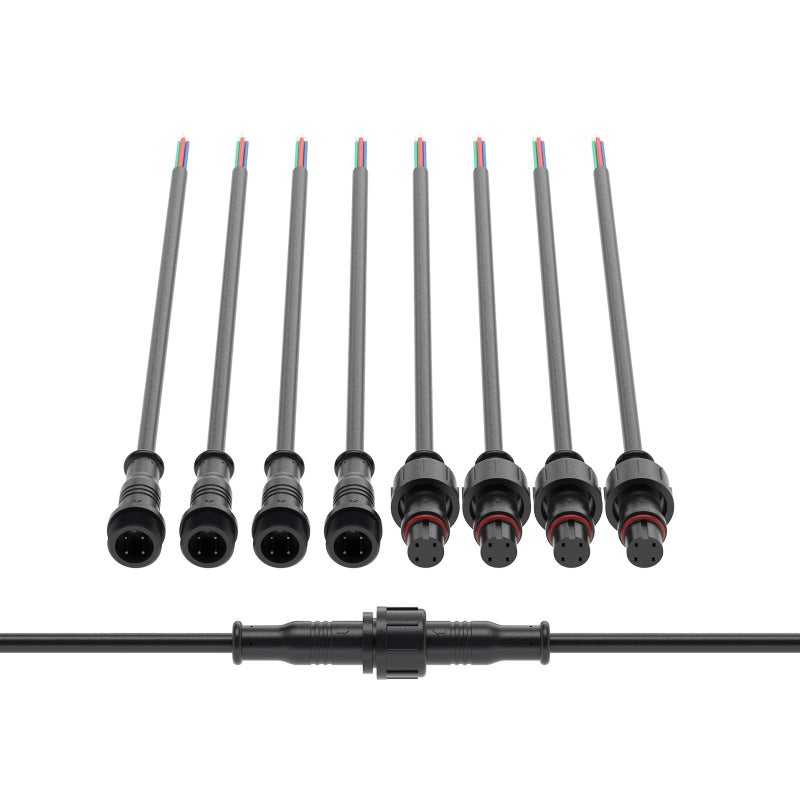 BTFLIGHTING 4 Pin Electrical Connector 24AWG IP65 Male Female Connector 787in20cm Extension Cable for CarTruckBoatIndoorOutdoor LED Strip LightsString 15mm Nut Small Size 5 Pairs