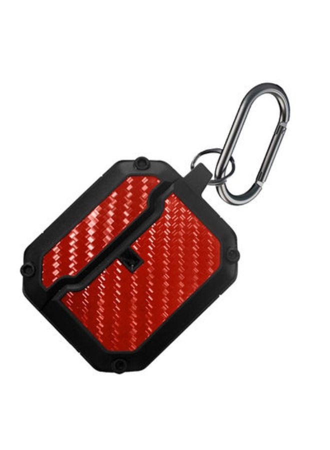 ACLIX Shockproof Case Carbon Fiber Heavy Duty Cover With Keychain For Apple Airpods ( 3rd Generation) Red - Image 3