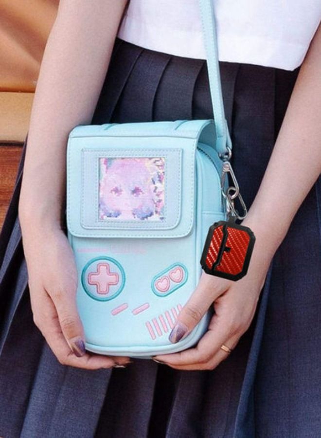 ACLIX Shockproof Case Carbon Fiber Heavy Duty Cover With Keychain For Apple Airpods ( 3rd Generation) Red - Image 4