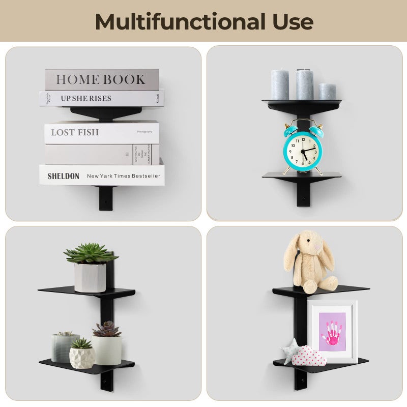 ART-GIFTREE Floating Book Shelves for Wall, 8 Tier Invisible Floating Bookshelf, Vertical Spine Book Tower, Wall Mounted & Space Saving, Heavy Duty Metal Book Organizer for Home Office, 4 Pack Black - Image 3