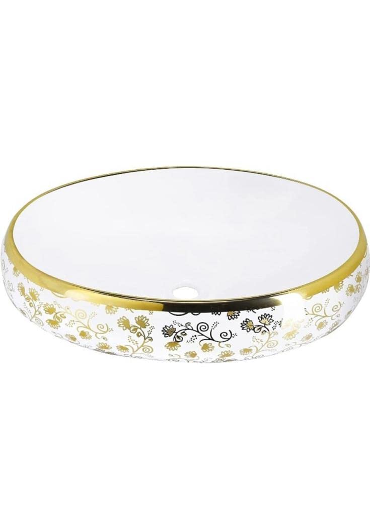 Nexa Bathware Impoarted Ceramic Wash Basin Luxurious Wash basin Table Top Bathroom Sink Wash GLODEN Colour With Glossy Finishing 24 x 16 x 6 INCH EQ022 - Image 5
