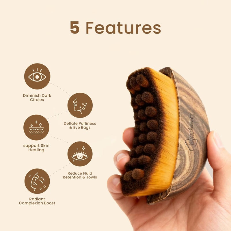 BeepWell Lymphatic Contour Face Brush â€“ Facial Lymphatic Drainage Brush for Sculpting, Detox Support & Puffy Face Relief â€“ Soft Dry Massage Tool with Plastic Handle for Relaxation, Circulation & Natural Glow - Image 2