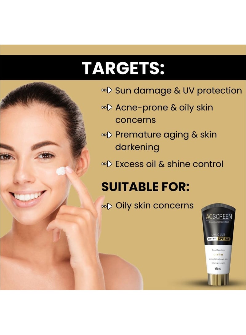 UBIK Ethiglo Acscreen Sunscreen  50g For Oily And Acne Skin- (UVB SPF 47) UVA PA +++ - Image 3