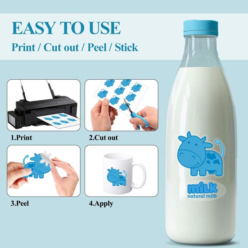 Stampcolour 30 Sheets Clear Printable Sticker Paper for Inkjet Printer, 8.5x11 Vinyl Transparent Sticker Paper, Dries Quickly Vivid Colors Decal Paper,Tear Resistant for DIY Stickers & Decals - Image 4