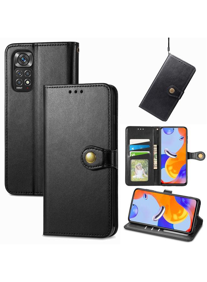 The Bros Case For Xiaomi Redmi Note 11 Pro 4G Global Retro Solid Color Buckle Leather Phone Case