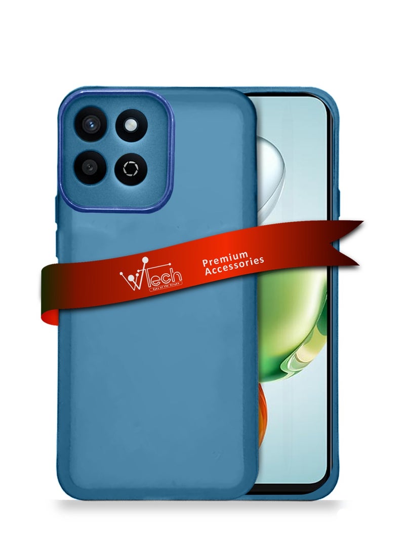 Wtech Honor X7c 4G 2024 Soft Transparent TPU Silicone Ultra Thin Phone Stylish Electroplated Camera Border Back Case Cover - Blue - Image 1