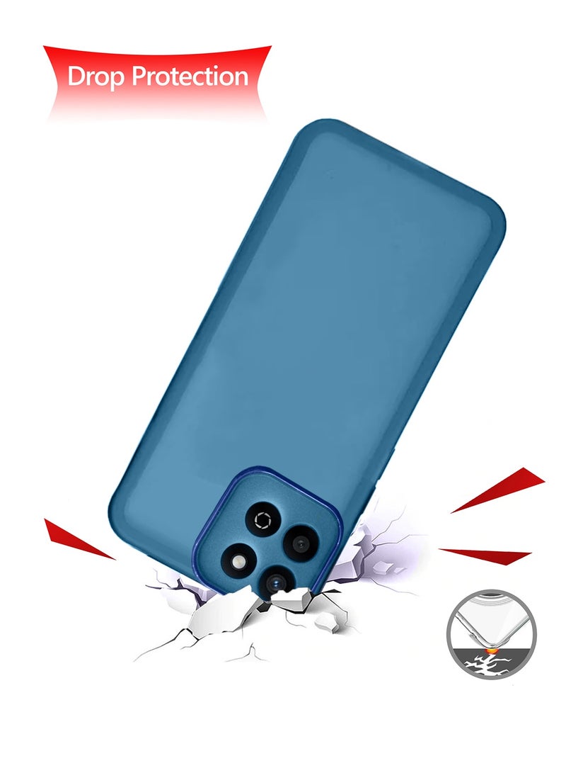 Wtech Honor X7c 4G 2024 Soft Transparent TPU Silicone Ultra Thin Phone Stylish Electroplated Camera Border Back Case Cover - Blue - Image 4