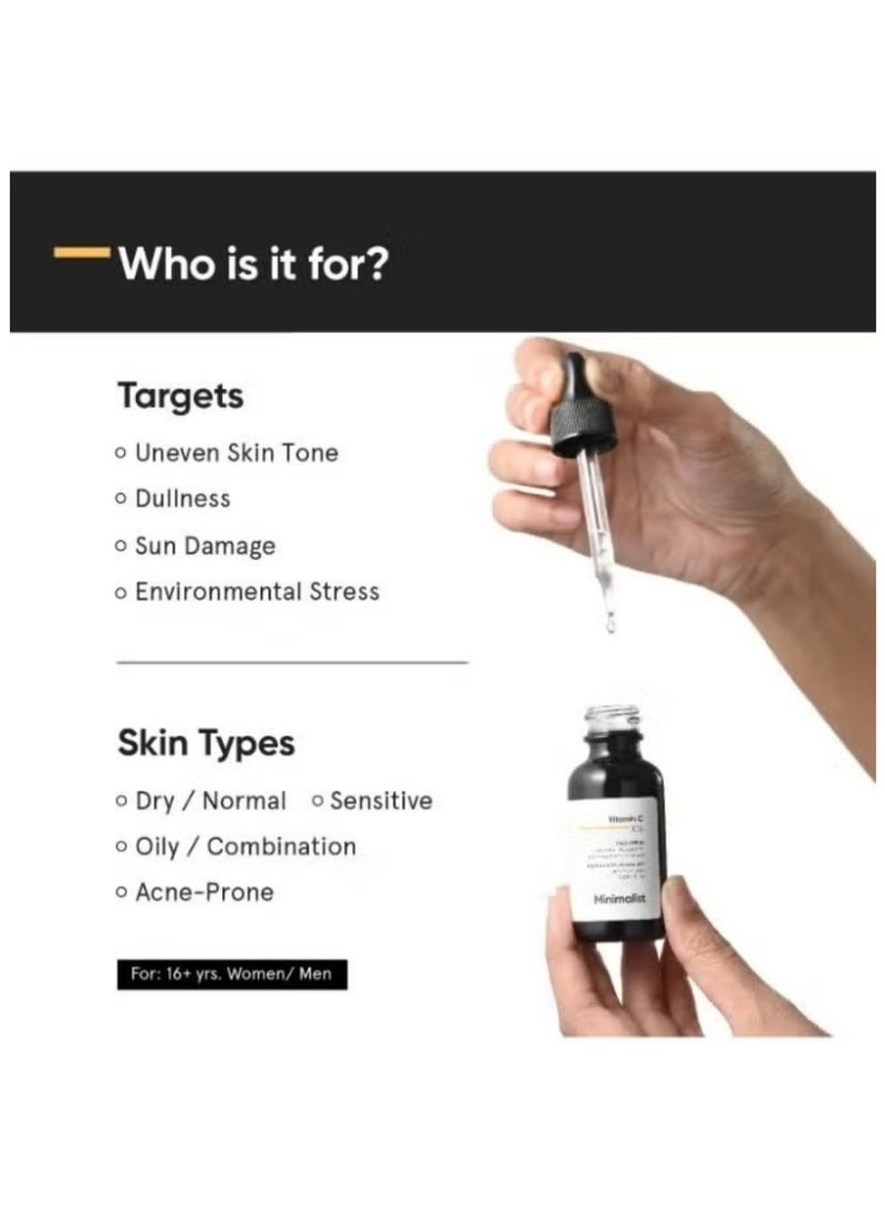 Minimalist 10% Vitamin C Serum for Beginners Skin Brightening Illuminating Even Tone Dark Spot Reduction - Image 4