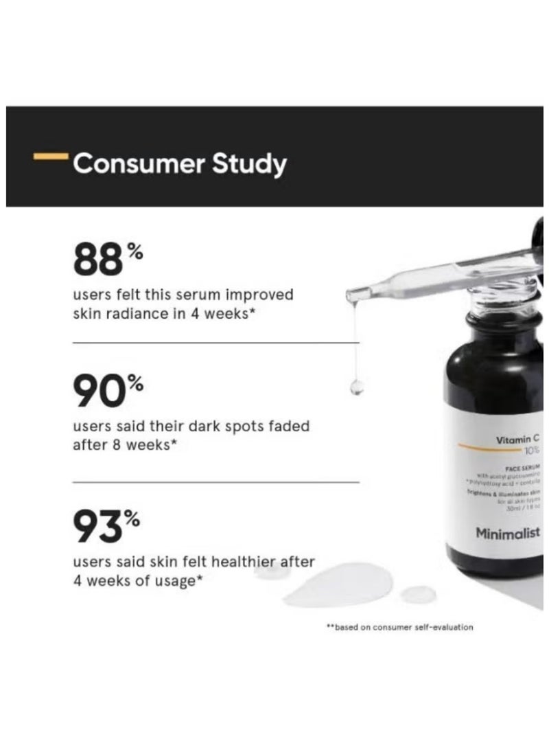 Minimalist 10% Vitamin C Serum for Beginners Skin Brightening Illuminating Even Tone Dark Spot Reduction - Image 3