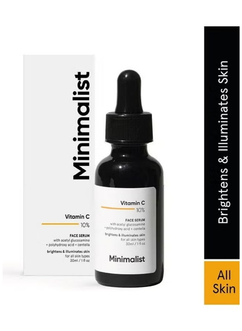 Minimalist 10% Vitamin C Serum for Beginners Skin Brightening Illuminating Even Tone Dark Spot Reduction - Image 1