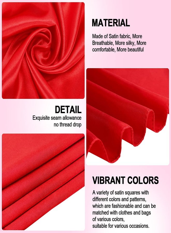 Tarpop 24 Pcs Women Square Neck Scarf Small Satin Scarf Solid Color Head Thin Handkerchief for Women, 23.6 x 23.6 Inches, 24 Colors - Image 4