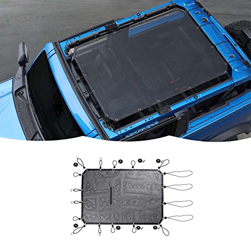 JWWY Sunshade Mesh Sun Shade Bikini Top Roof Sunblock Mesh Heat Shield Mesh for 2021-2024+ Ford Bronco Accessories Foldable Sun Shield Upgrade Reflective Polyester Cover Block Heat Block UV Rays 2Door - Image 1
