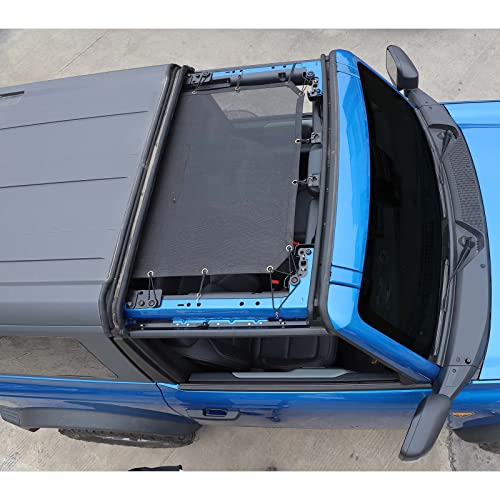 JWWY Sunshade Mesh Sun Shade Bikini Top Roof Sunblock Mesh Heat Shield Mesh for 2021-2024+ Ford Bronco Accessories Foldable Sun Shield Upgrade Reflective Polyester Cover Block Heat Block UV Rays 2Door - Image 3