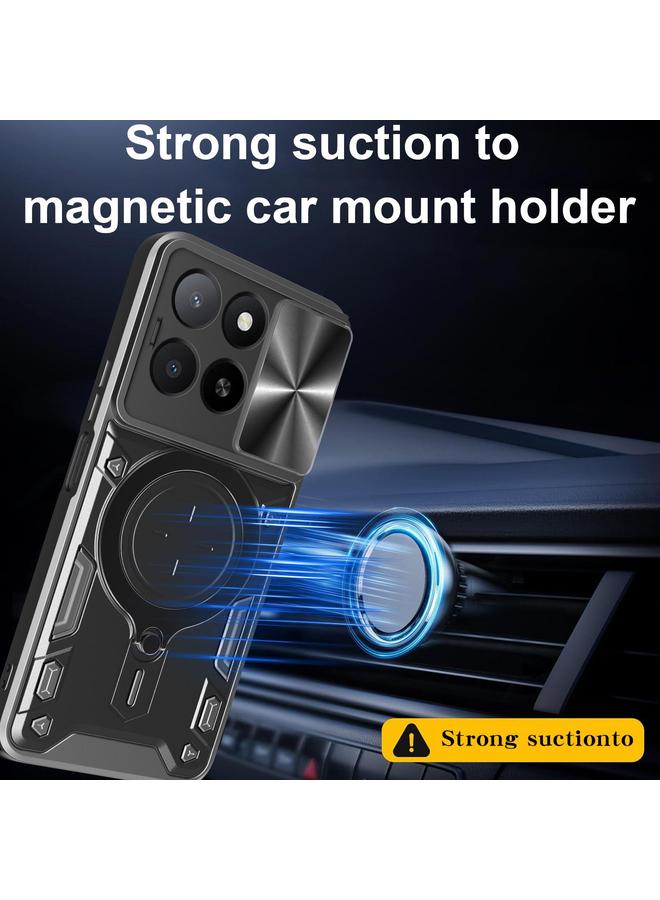 زبون جراب لهاتف Honor X5b Plus / X5b 4G CD Texture Sliding Camshield حامل مغناطيسي للهاتف - Image 5