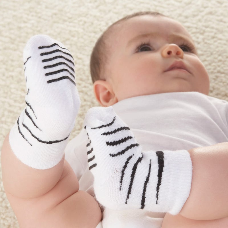 Baby Aspen, "Sock Safari" Four-Pair Animal-Themed Baby Socks Set, 0-6 Months - Image 3