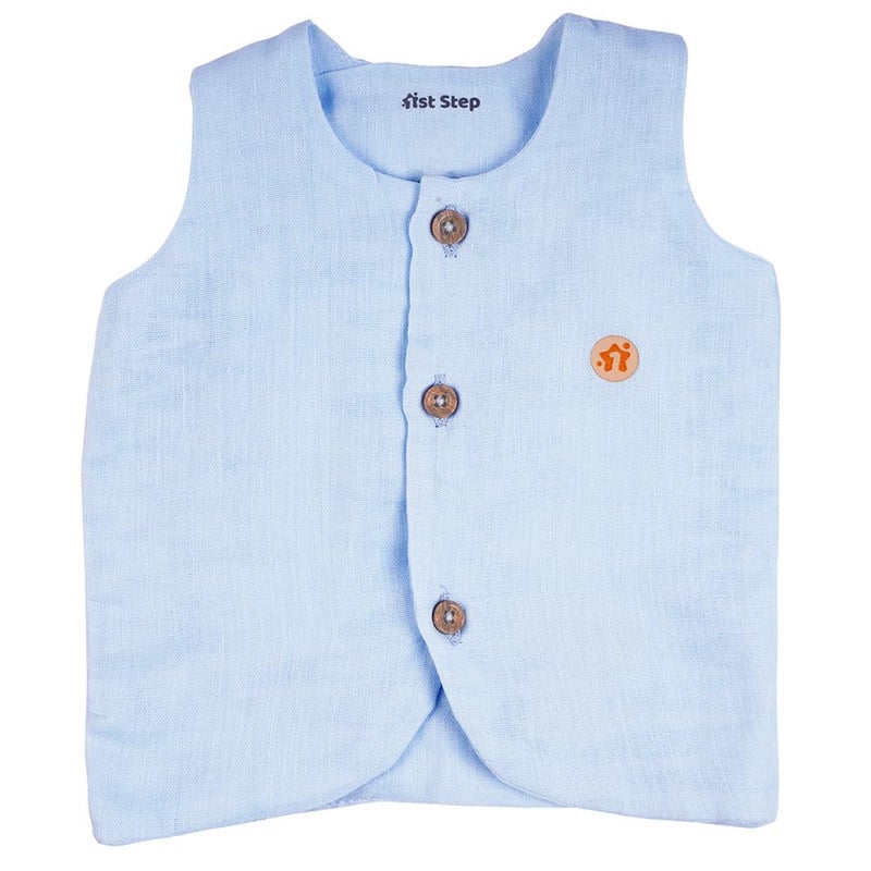 1ST STEP Button Type 100% Muslin Colored Jhablas (6-9 Months, Blue) - Image 2