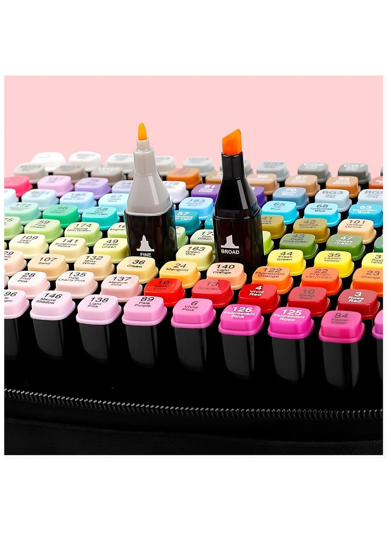 أريكسا أقلام تحديد أريكسا، ١٢٠ لونًا مع قاعدة، أقلام رسم بطرفين للمبتدئين والطلاب والفنانين والهواة وألبومات القصص المصورة والتلوين - Image 2