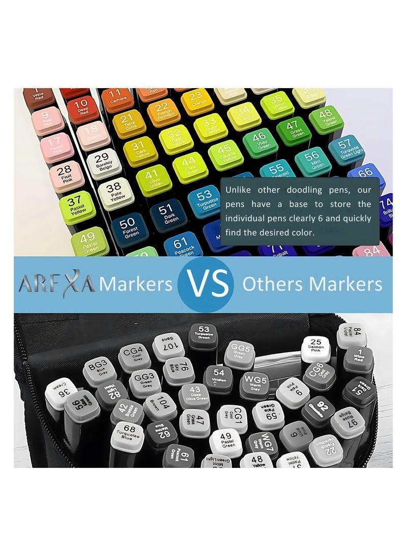 أريكسا أقلام تحديد أريكسا، ١٢٠ لونًا مع قاعدة، أقلام رسم بطرفين للمبتدئين والطلاب والفنانين والهواة وألبومات القصص المصورة والتلوين - Image 4