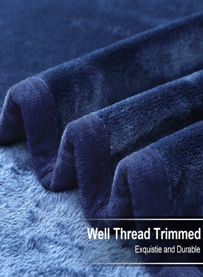 EASELAND Soft Queen Size Blanket Warm Fuzzy Microplush Lightweight Thermal Fleece Blankets for Couch Bed Sofa,90x90 Inches,Dark Blue - Image 5