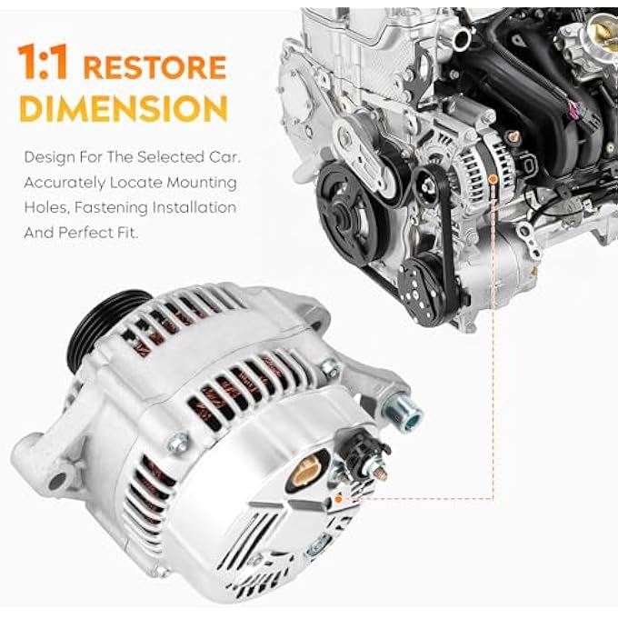 AEagle New Alternator for Jeep Cherokee 4.0L L6 2001, 121000-3780 13906 13906N 40052082 400-52082 56041822AB AND0273 - Image 3