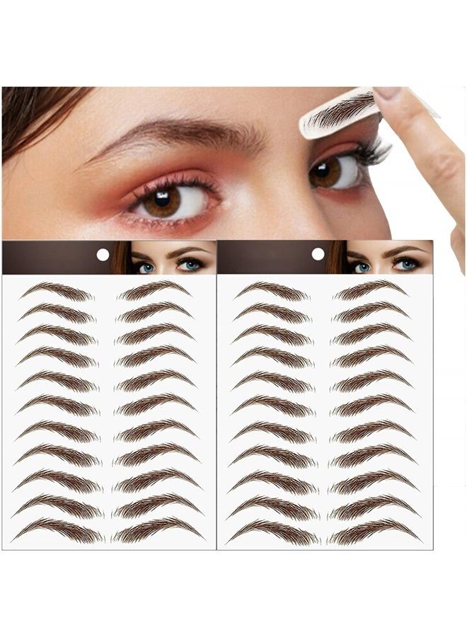 Miotorio 22 Pairs 4D Eyebrows Tattoo, Hair-Like Authentic Eyebrows, Eyebrows Tattoo Peel Off, Long Lasting Waterproof Natural False Eyebrows Makeup Sticker for Eyebrow Grooming Shaping (Brown) - Image 1